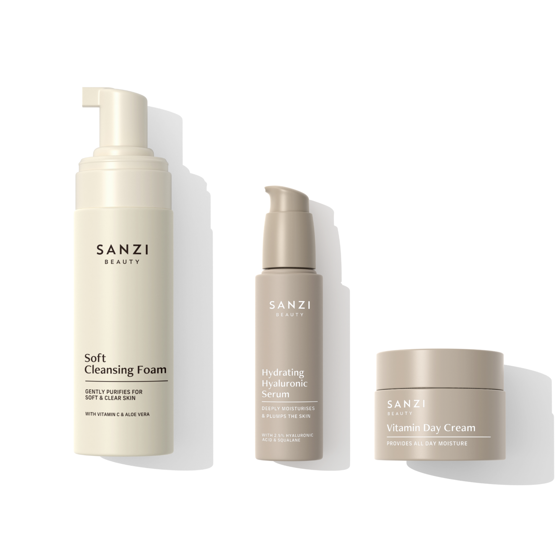 BUNDLE: CLEANSE + HYDRATING HYALURONIC SERUM + VITAMIN DAY CREAM