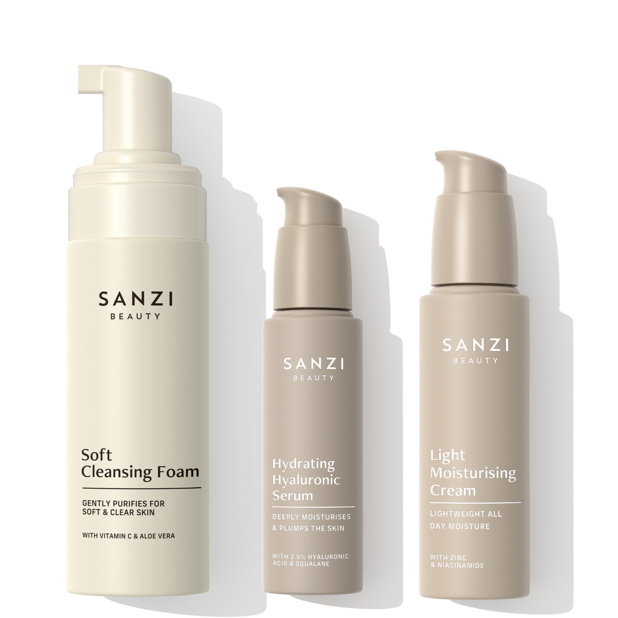 BUNDLE: CLEANSE + HYDRATING HYALURONIC SERUM + LIGHT MOISTURISING CREAM